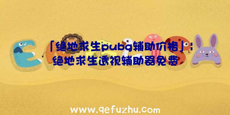 「绝地求生pubg辅助价格」|绝地求生透视辅助器免费